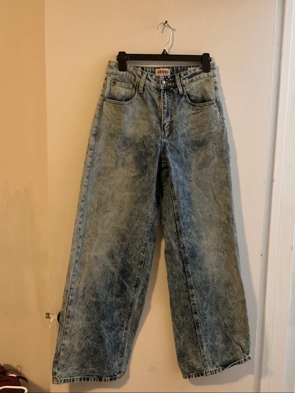 GUESS vintage  Distressed Wide-Leg Acid Wash Jeans size 25